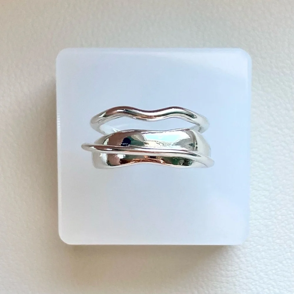 Silver Wave Trio Ring